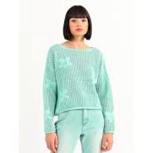 Lili Sidonio Crochet Knit Floral Sweater Sz M